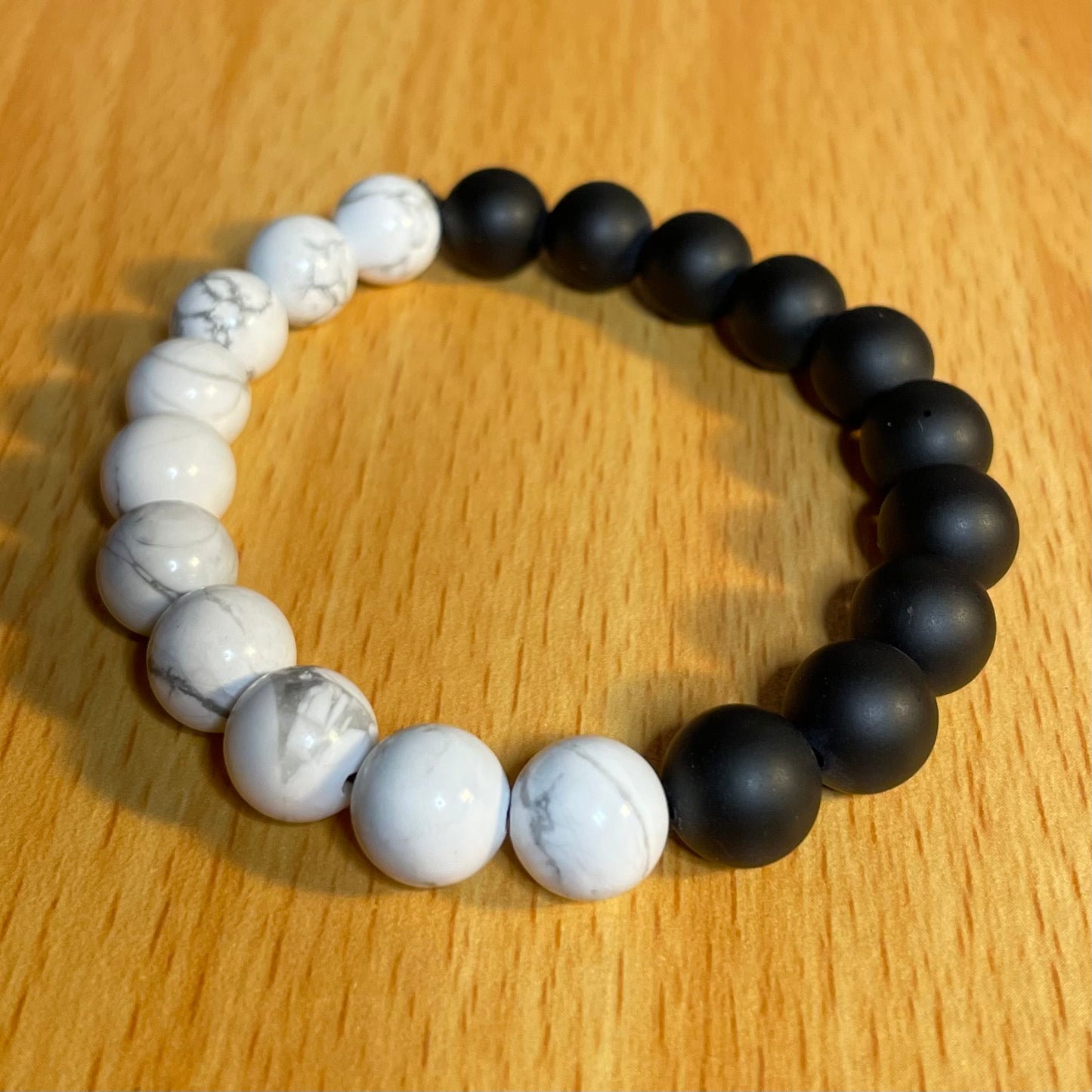 Yin Yang Howlite and Black Onyx 10mm