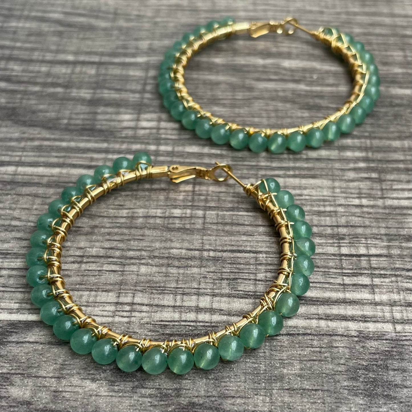 Aventurine large hoops