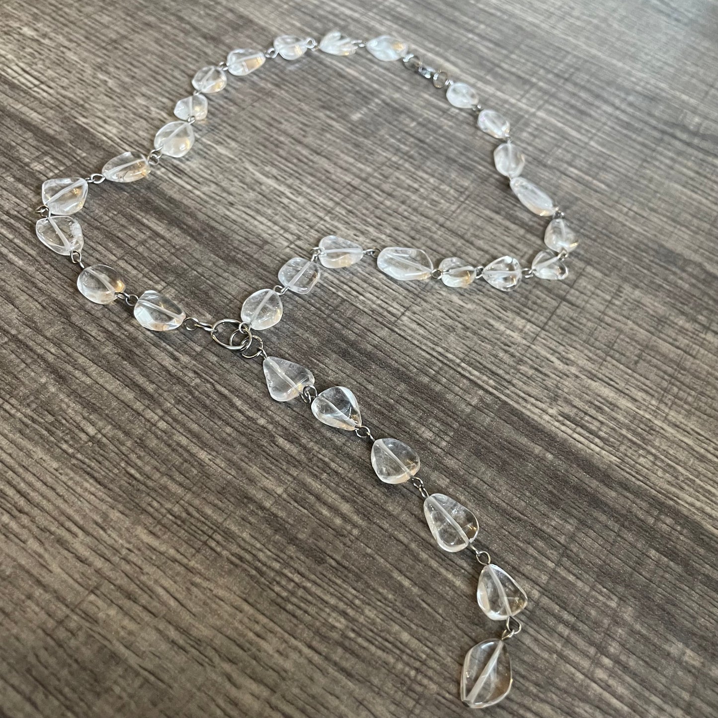Clear Quartz Drops Lariat