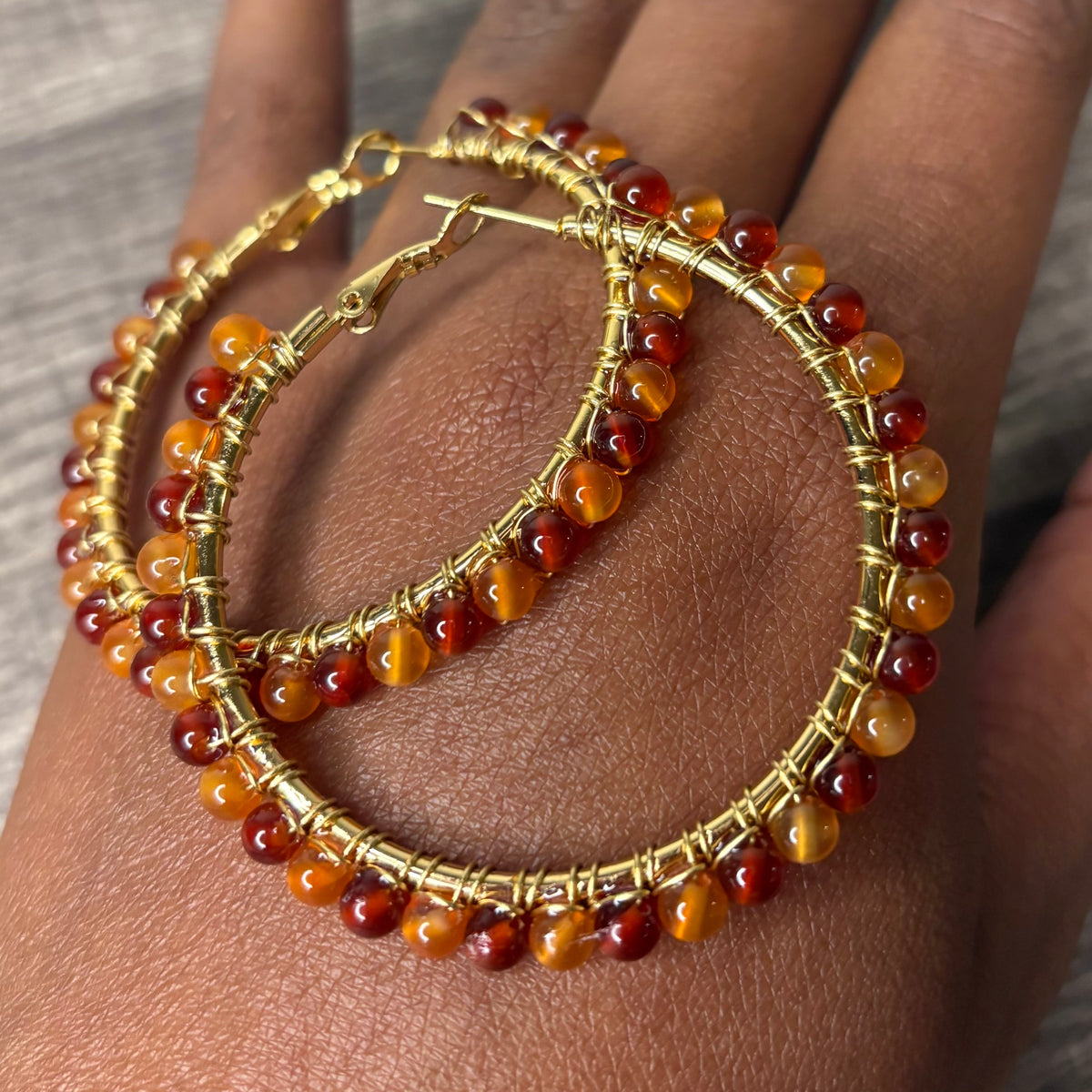 Carnelian Goddess Hoops
