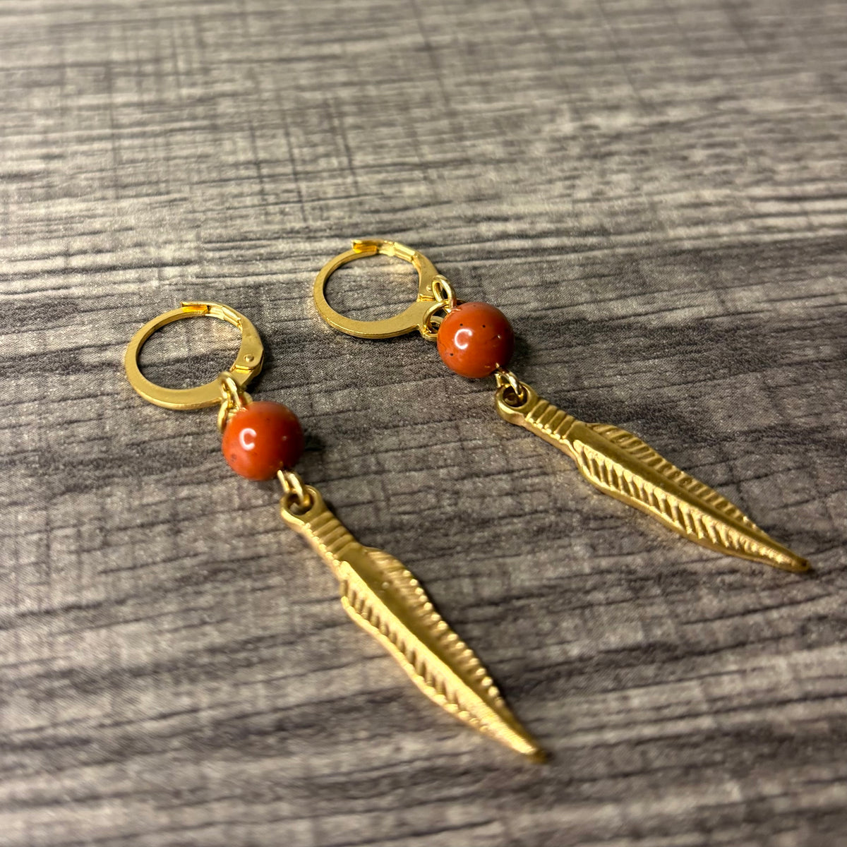 Red Jasper feather dangles
