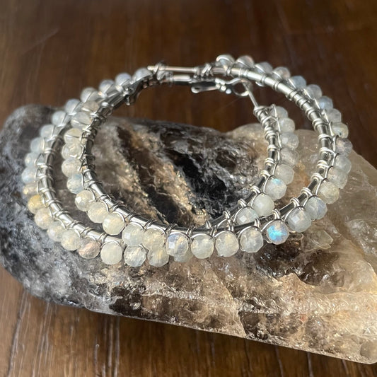 Labradorite Hoops Large