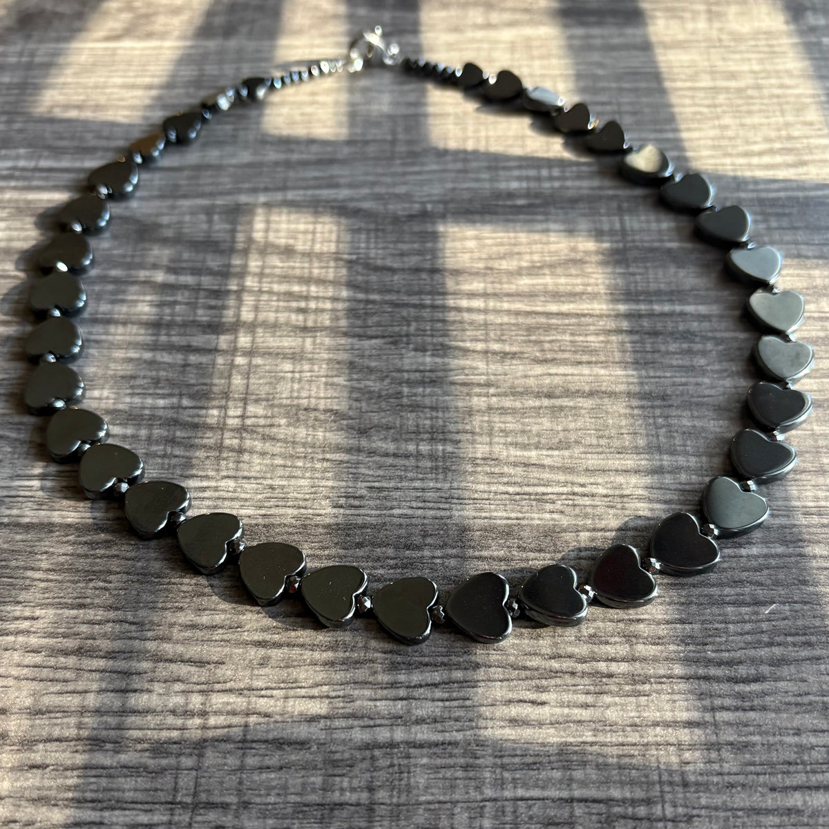 Hematite Hearts 16 inch