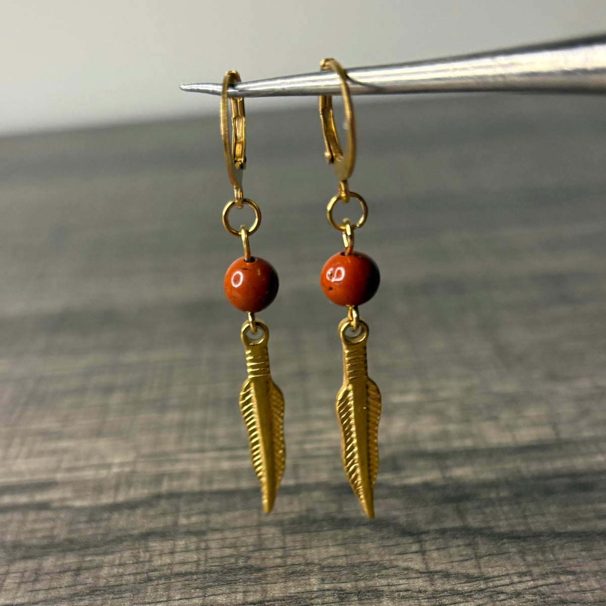 Red Jasper feather dangles