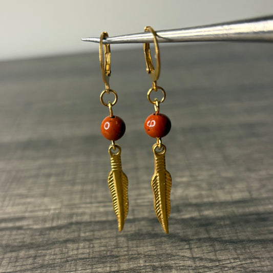 Red Jasper feather dangles