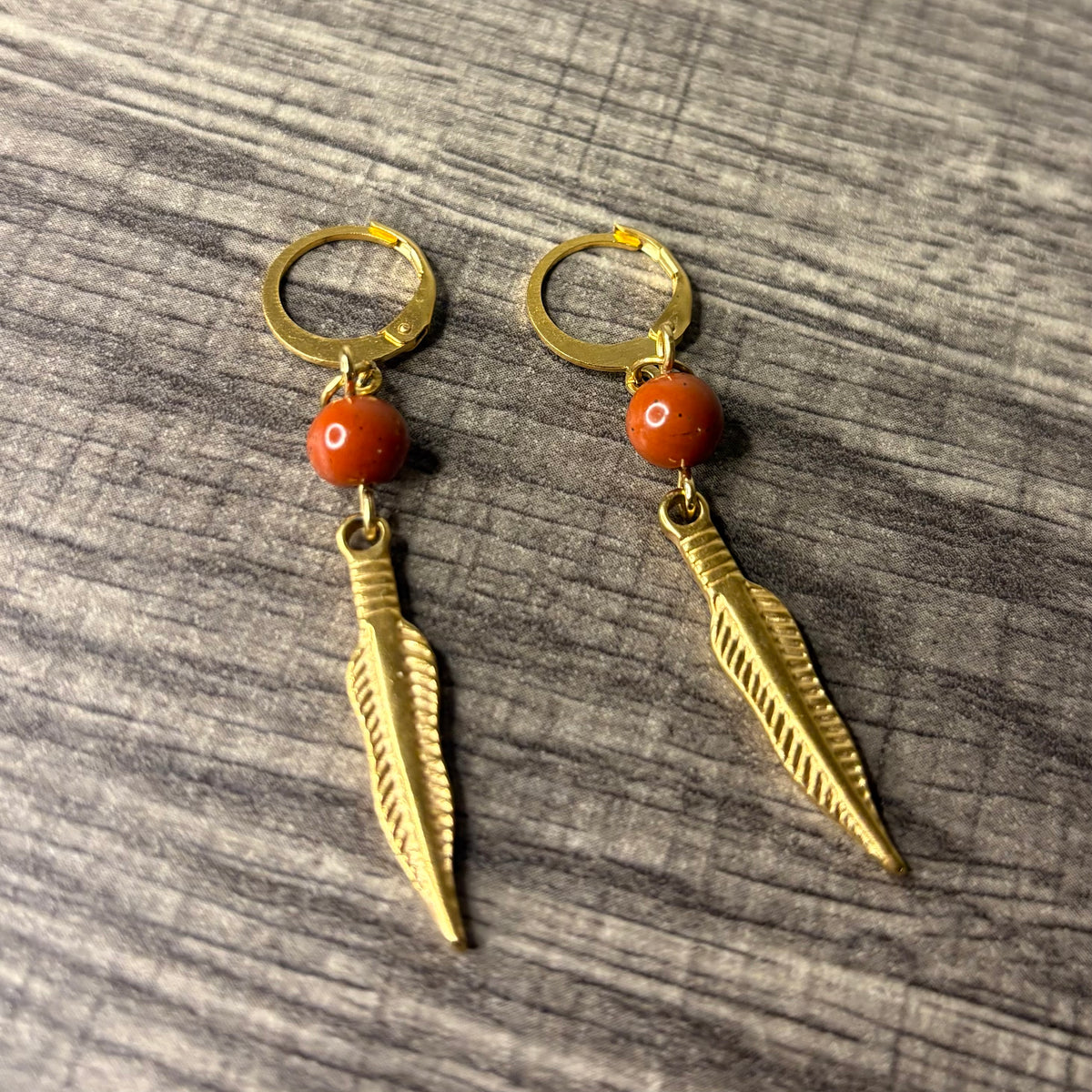 Red Jasper feather dangles