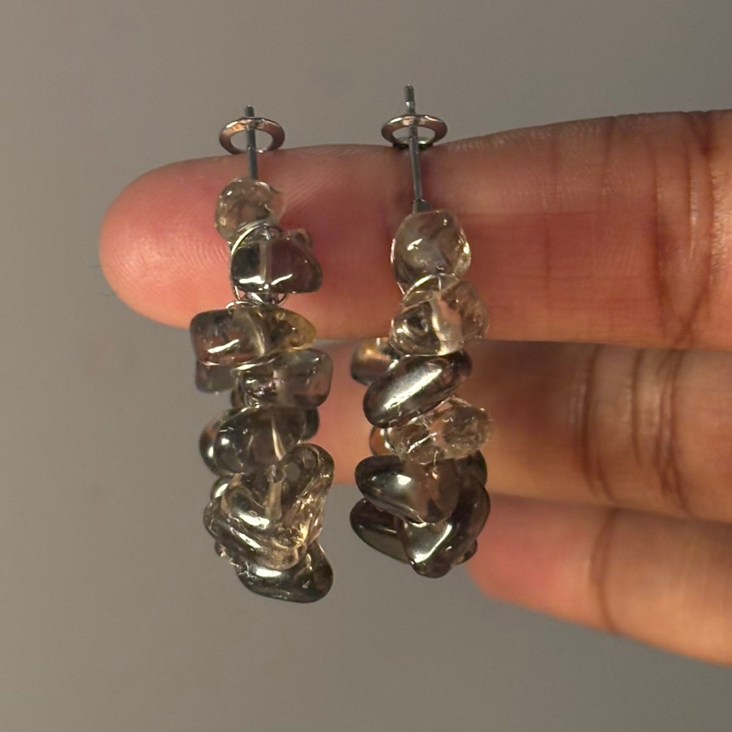 Smoky Quartz hoops
