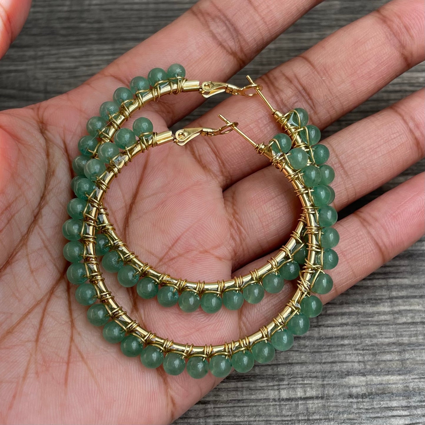Aventurine large hoops