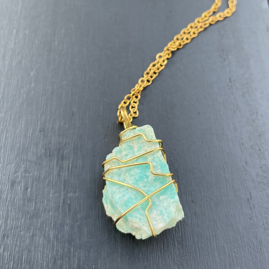 Amazonite wire wrap necklace