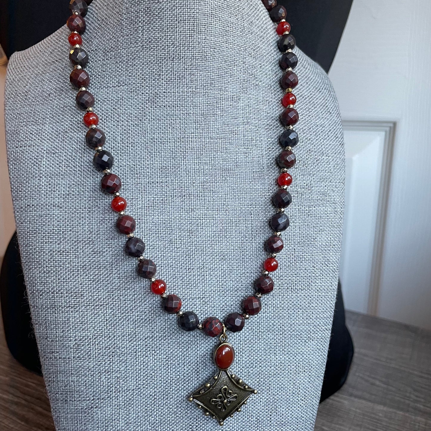 18 inch Tiger’s Iron + Carnelian