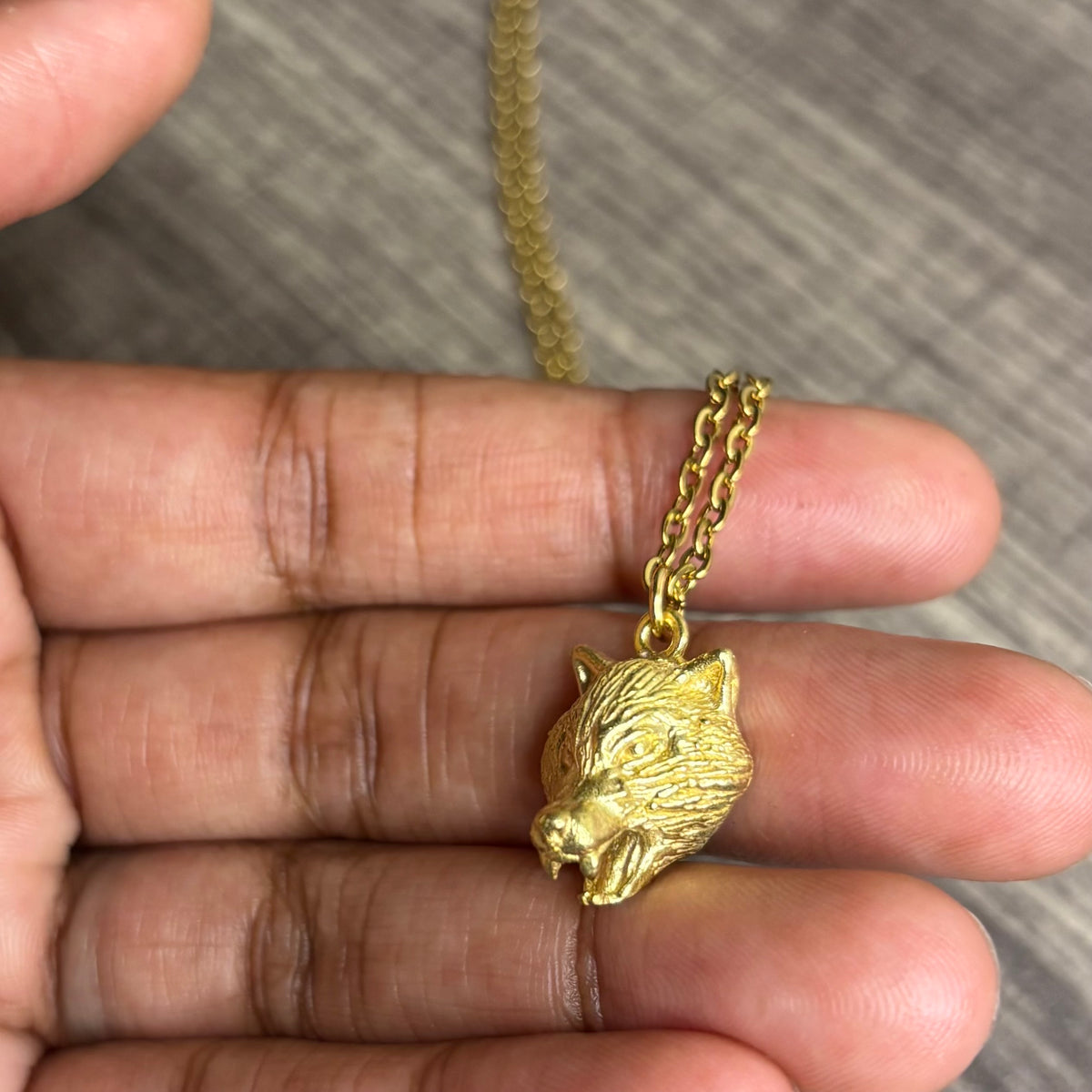 Wolf gold necklace