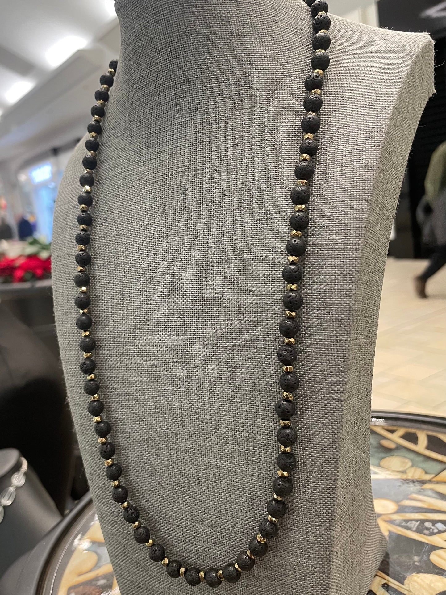 Lava Stone 6mm with gold accents
