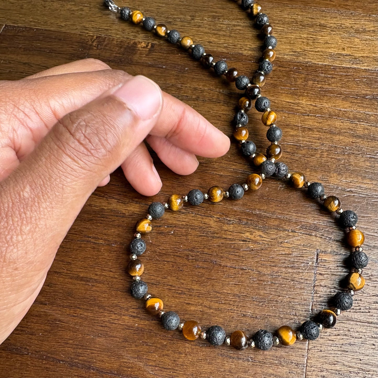 Tigers Eye + Lava Stone 8mm