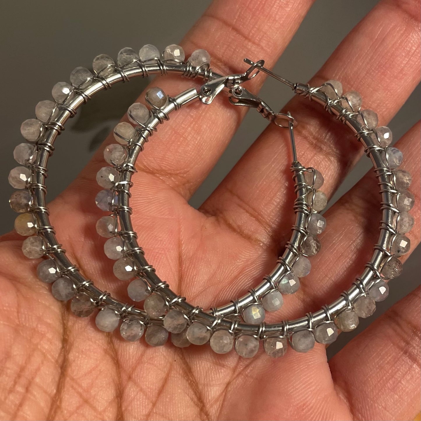 Labradorite Hoops Large