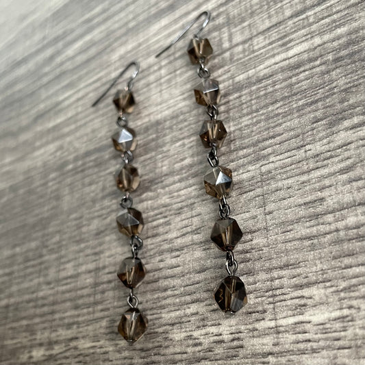 Smoky Quartz star-cut dangles