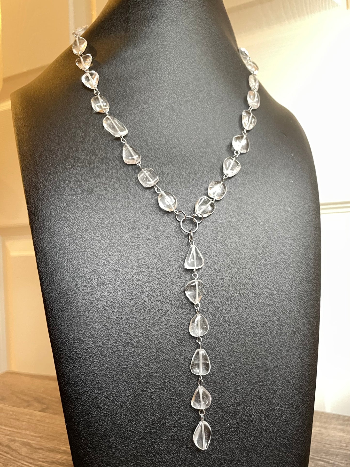 Clear Quartz Drops Lariat