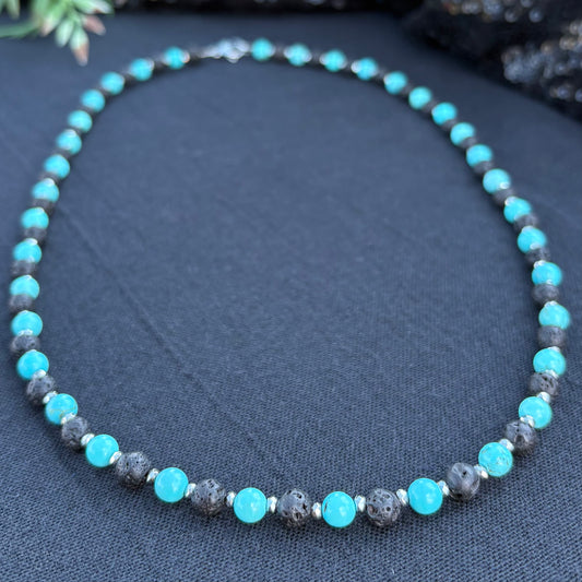 Turquiose/Howlite + Lava Stone 24 inch