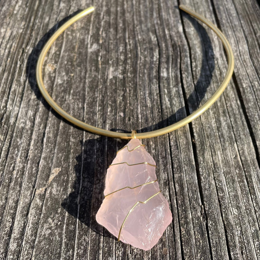 Rose Quartz brass collar