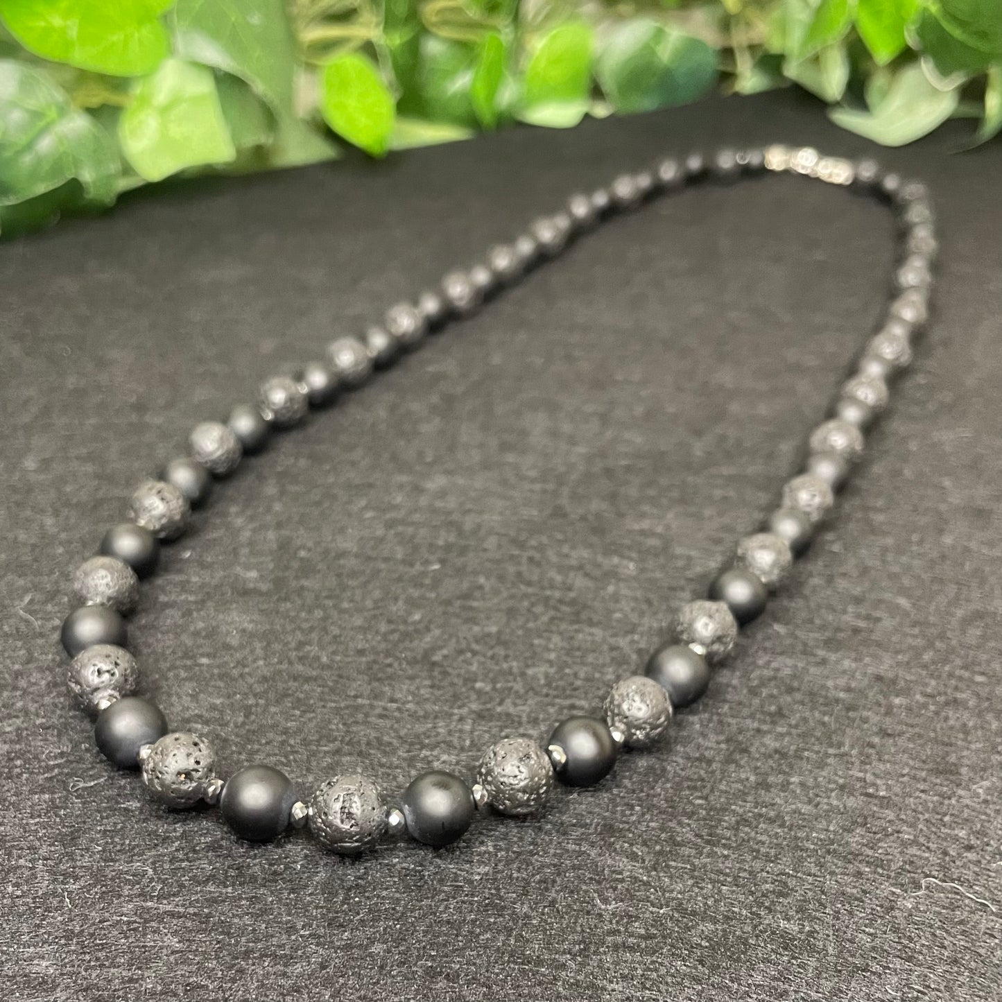 24 inch matted black onyx and lava stone