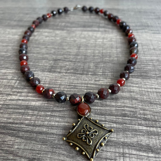 18 inch Tiger’s Iron + Carnelian