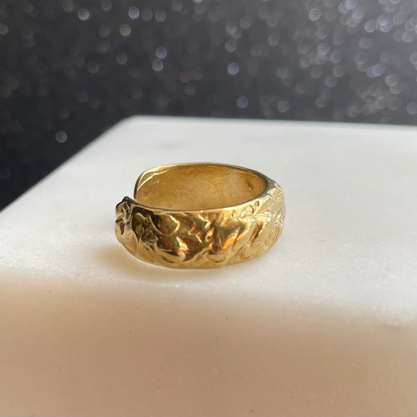 Textured Band Brass Ring- adjustable