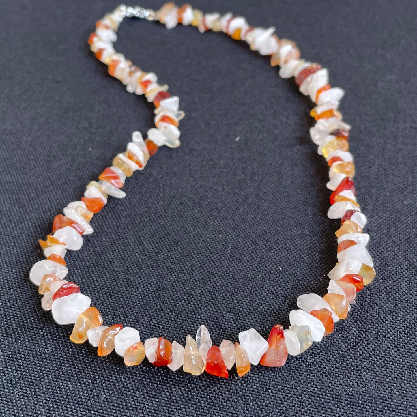 Carnelian and Rose Quartz chip necklace