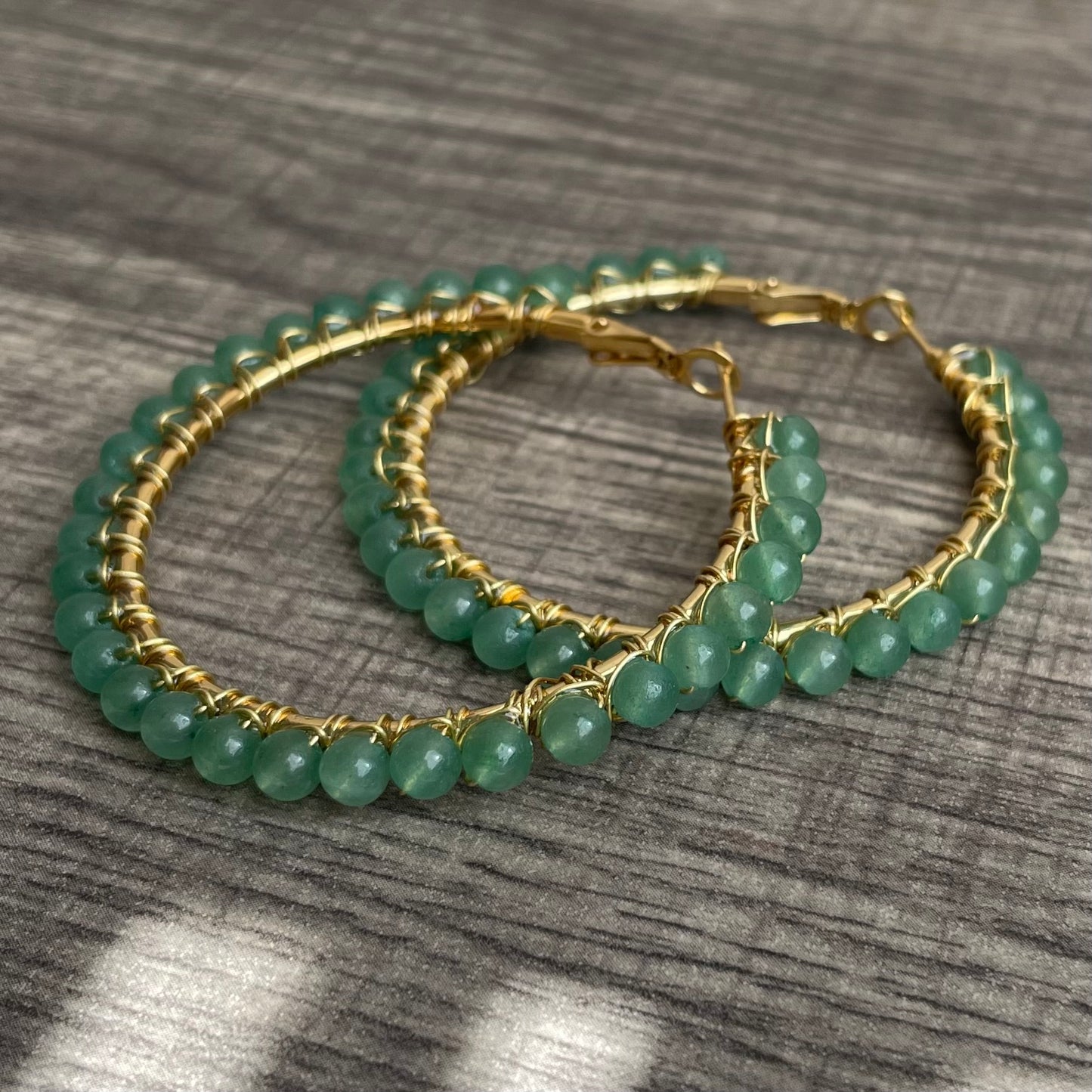 Aventurine large hoops