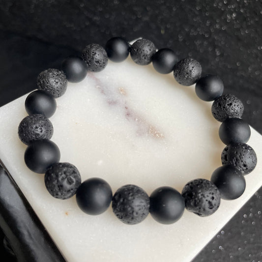 Black onyx and Lava Stone 10mm