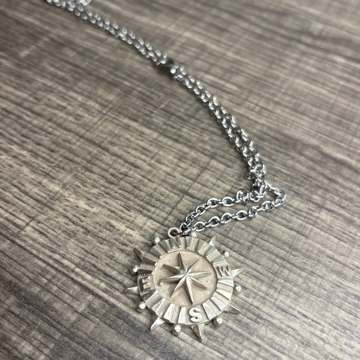 Compass silver pendant
