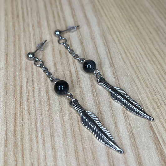 Stainless steel Obsidian feathers