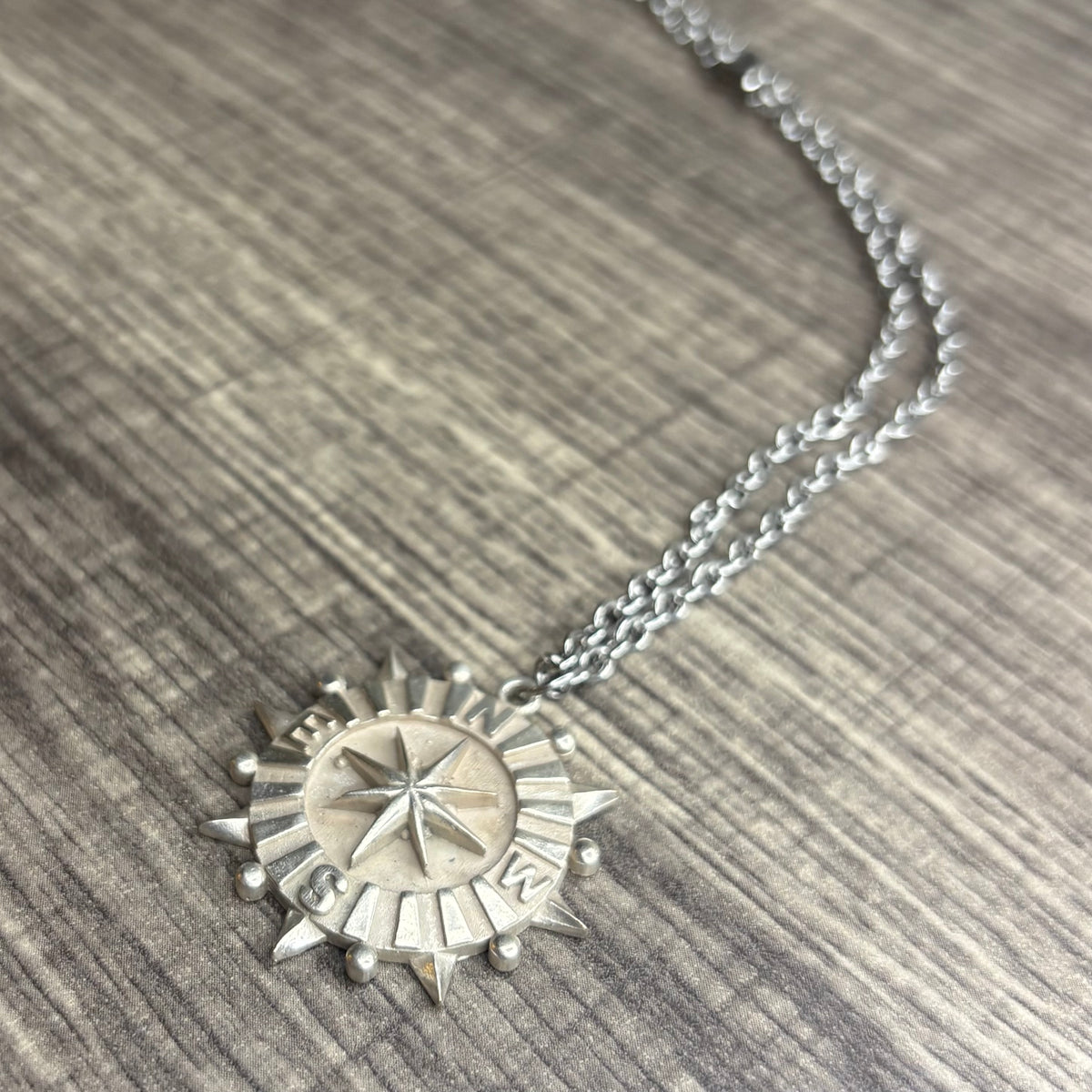 Compass silver pendant