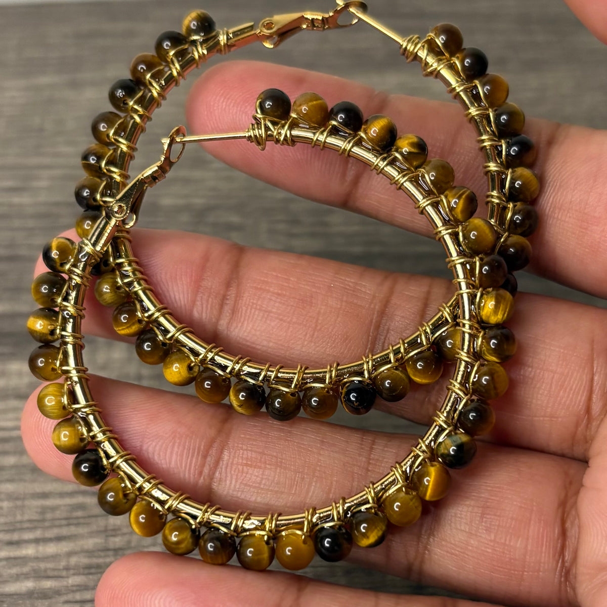 Tigers Eye large hoops