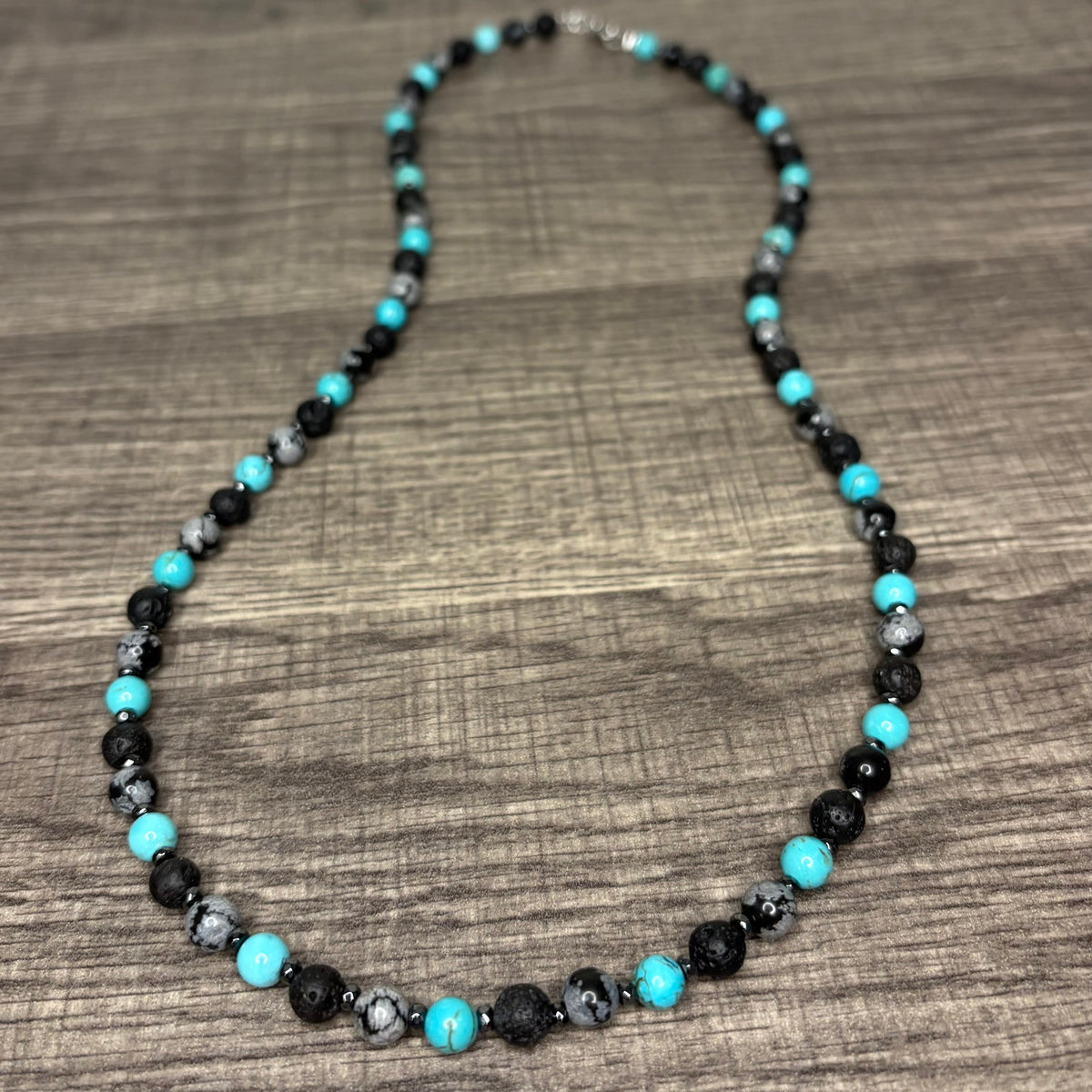 Snowflake Obsidian+Lava Stone+Turquoise/Howlite