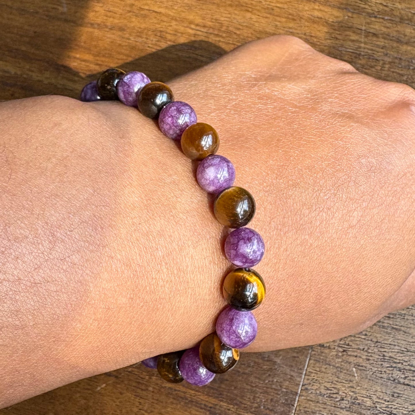 Lepidolite + Tigers Eye 8mm