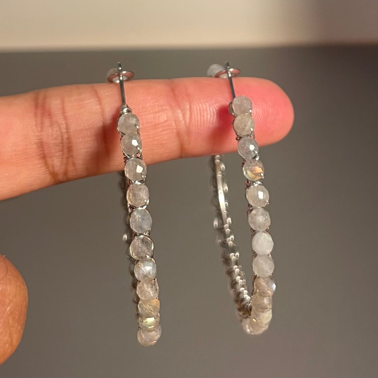 Labradorite Hoops Large