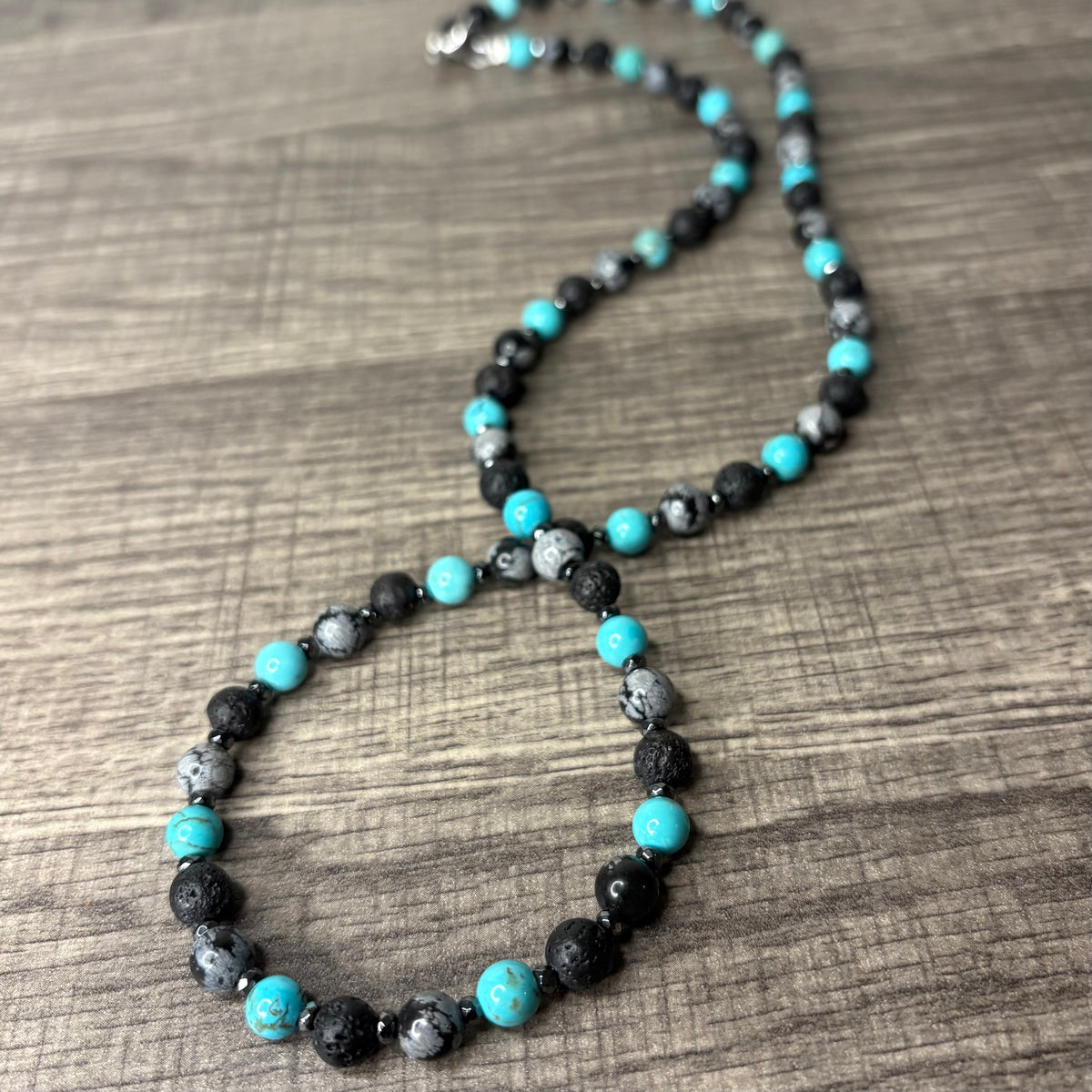 Snowflake Obsidian+Lava Stone+Turquoise/Howlite