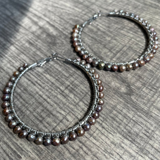 Freshwater pearl hoops