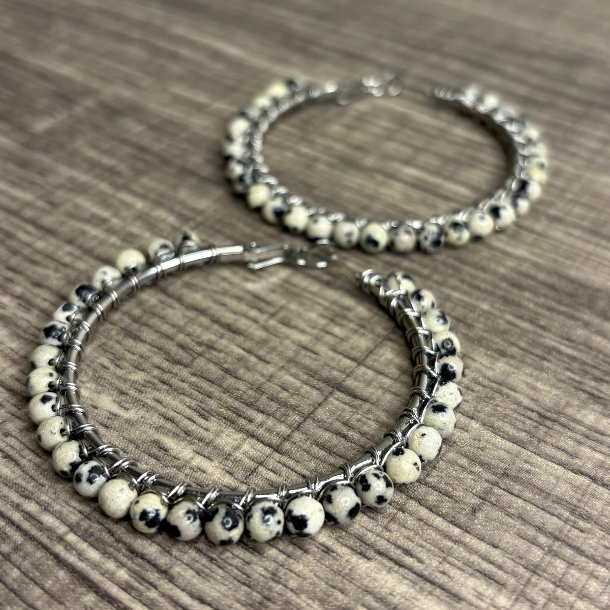 Dalmatian Jasper Large Hoops