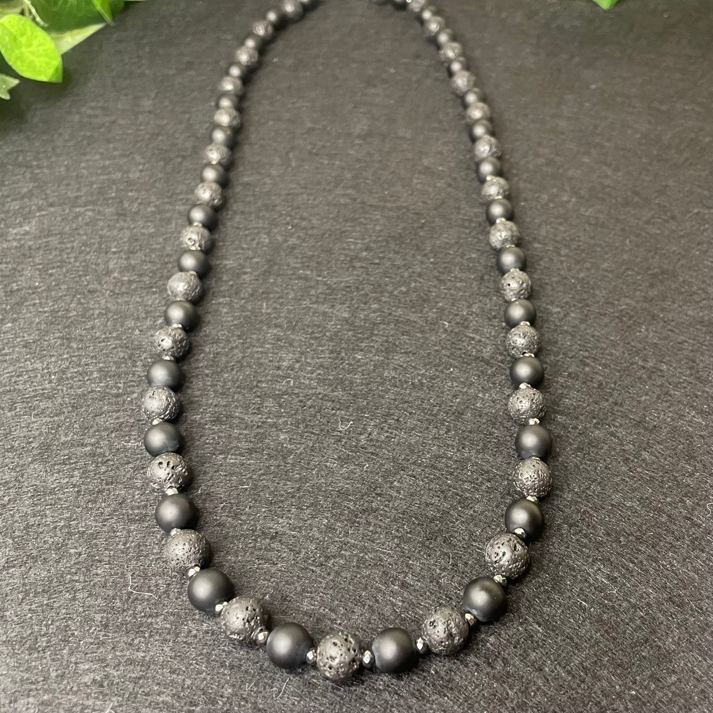 24 inch matted black onyx and lava stone