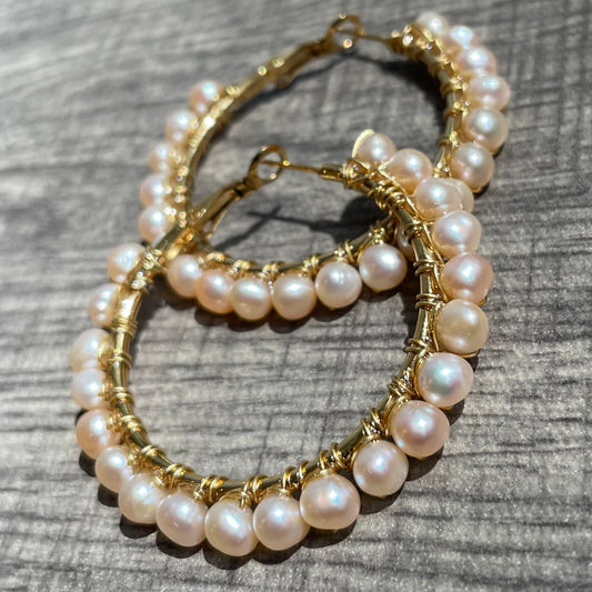 Freshwater Pearl hoops