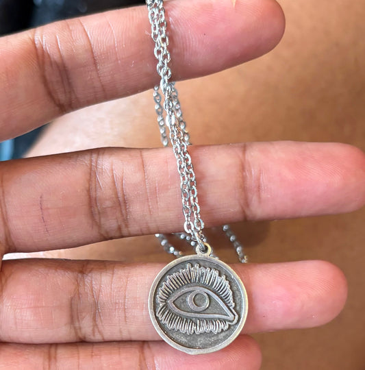 Evil eye protection- antique silver brass