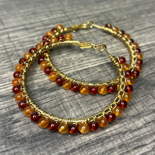 Carnelian Goddess Hoops
