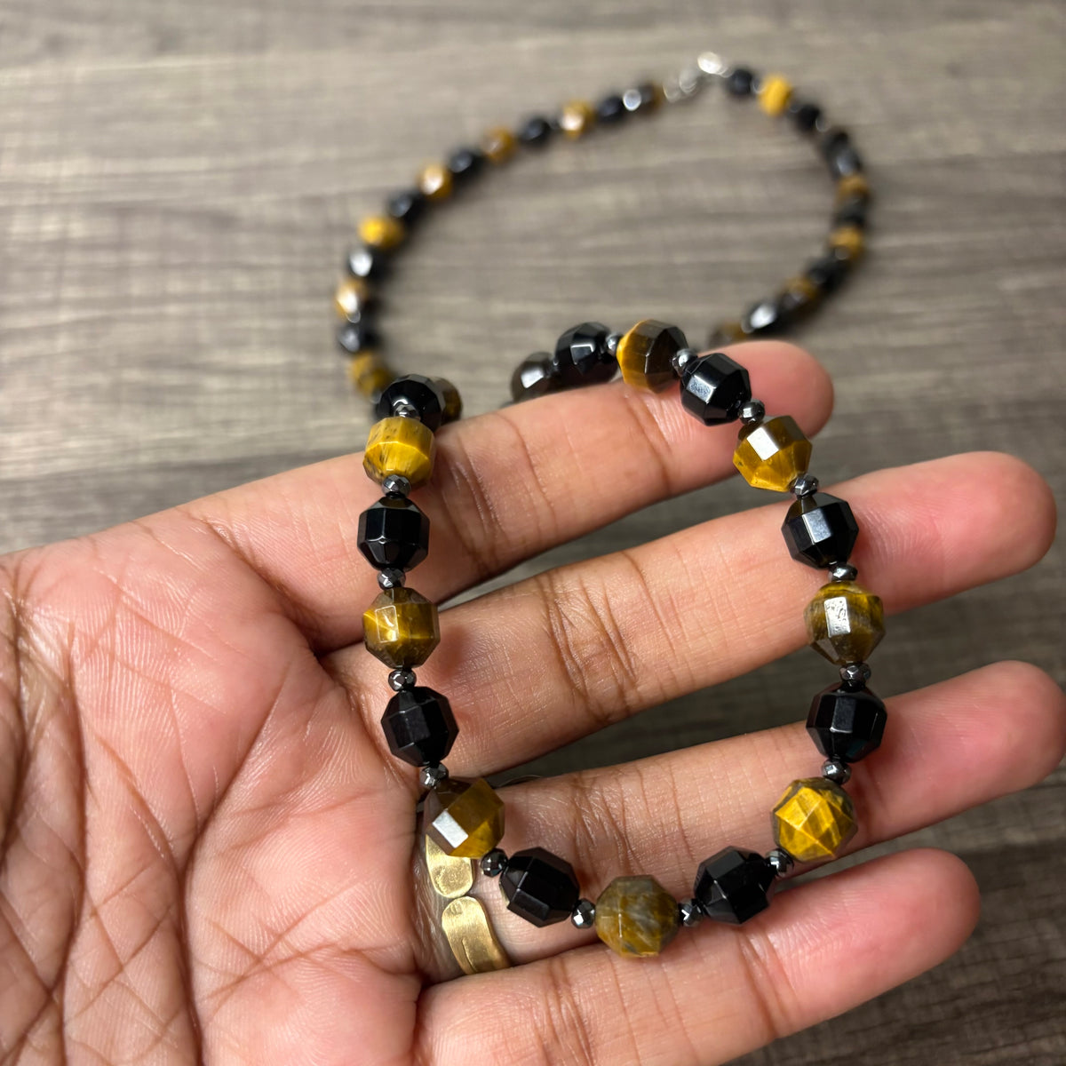 Tiger’s Eye + Black Agate 8mm