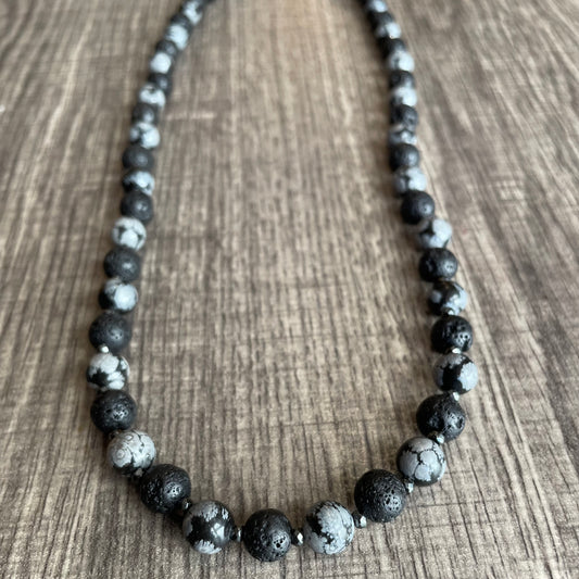 Snowflake Obsidian + Lava Stone