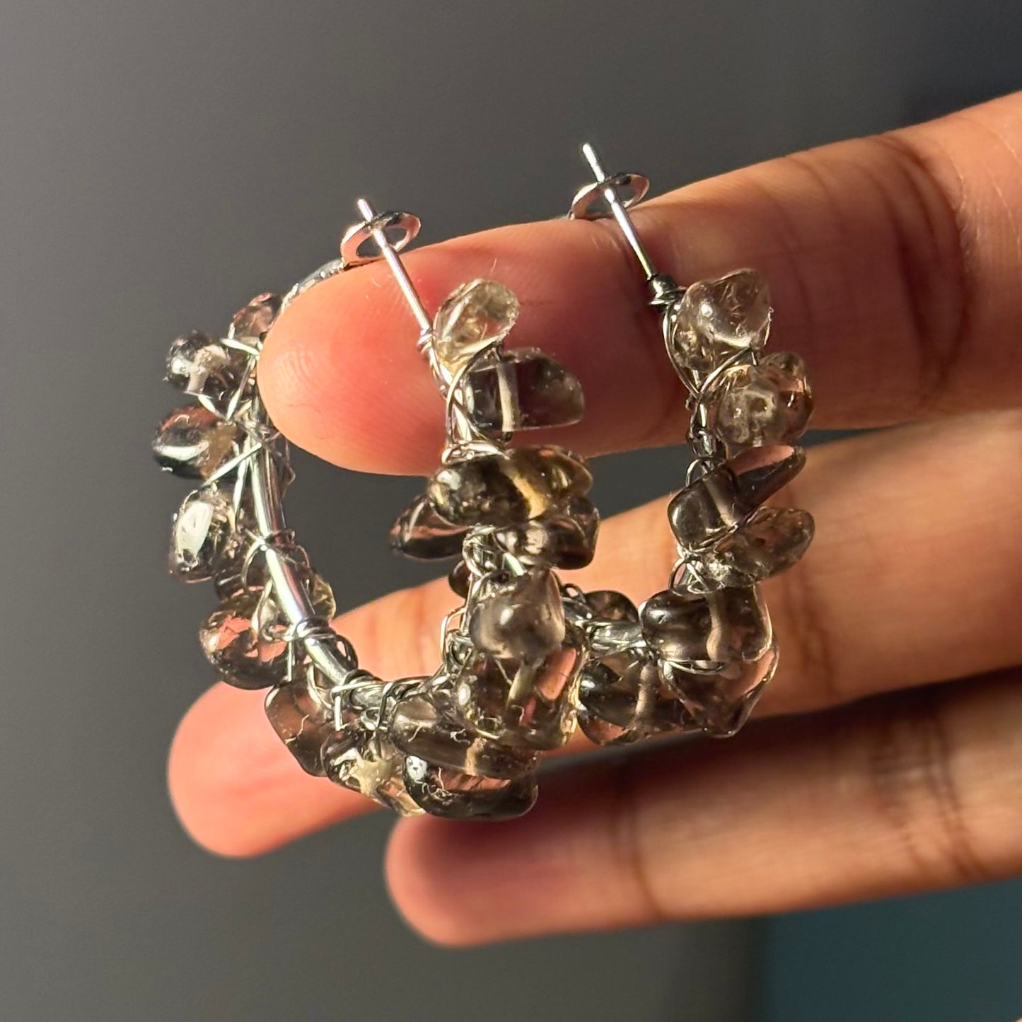 Smoky Quartz hoops