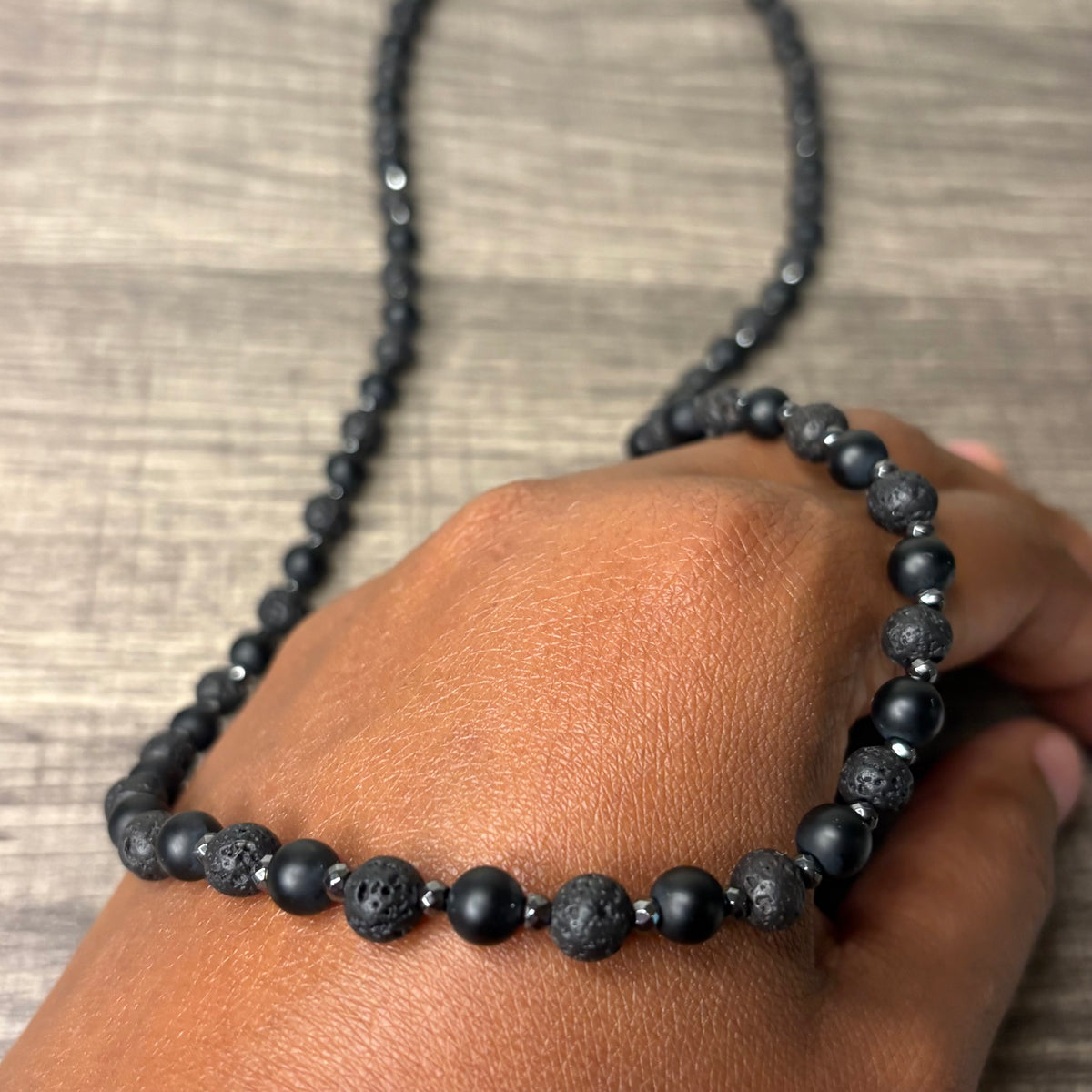 Lava Stone and Black Onyx 6mm