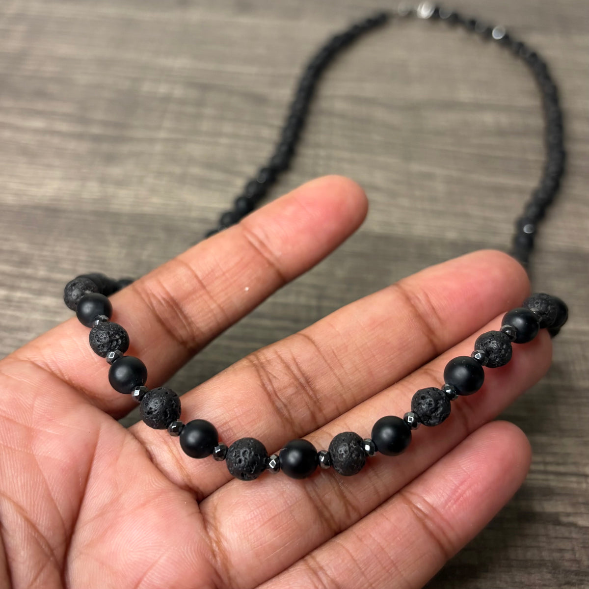 Lava Stone and Black Onyx 6mm