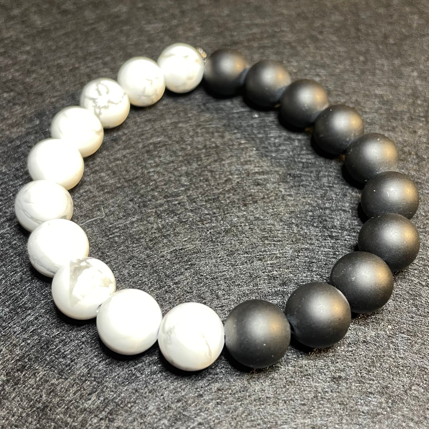 Yin Yang Howlite and Black Onyx 10mm