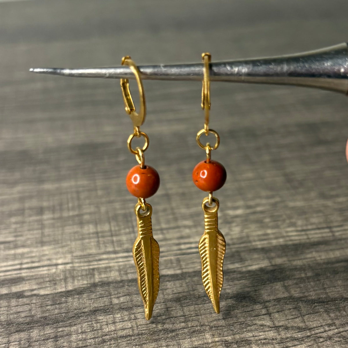 Red Jasper feather dangles