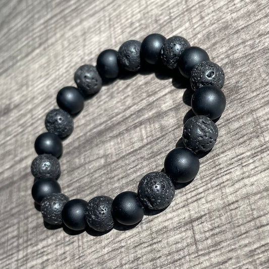 Black onyx and Lava Stone 10mm